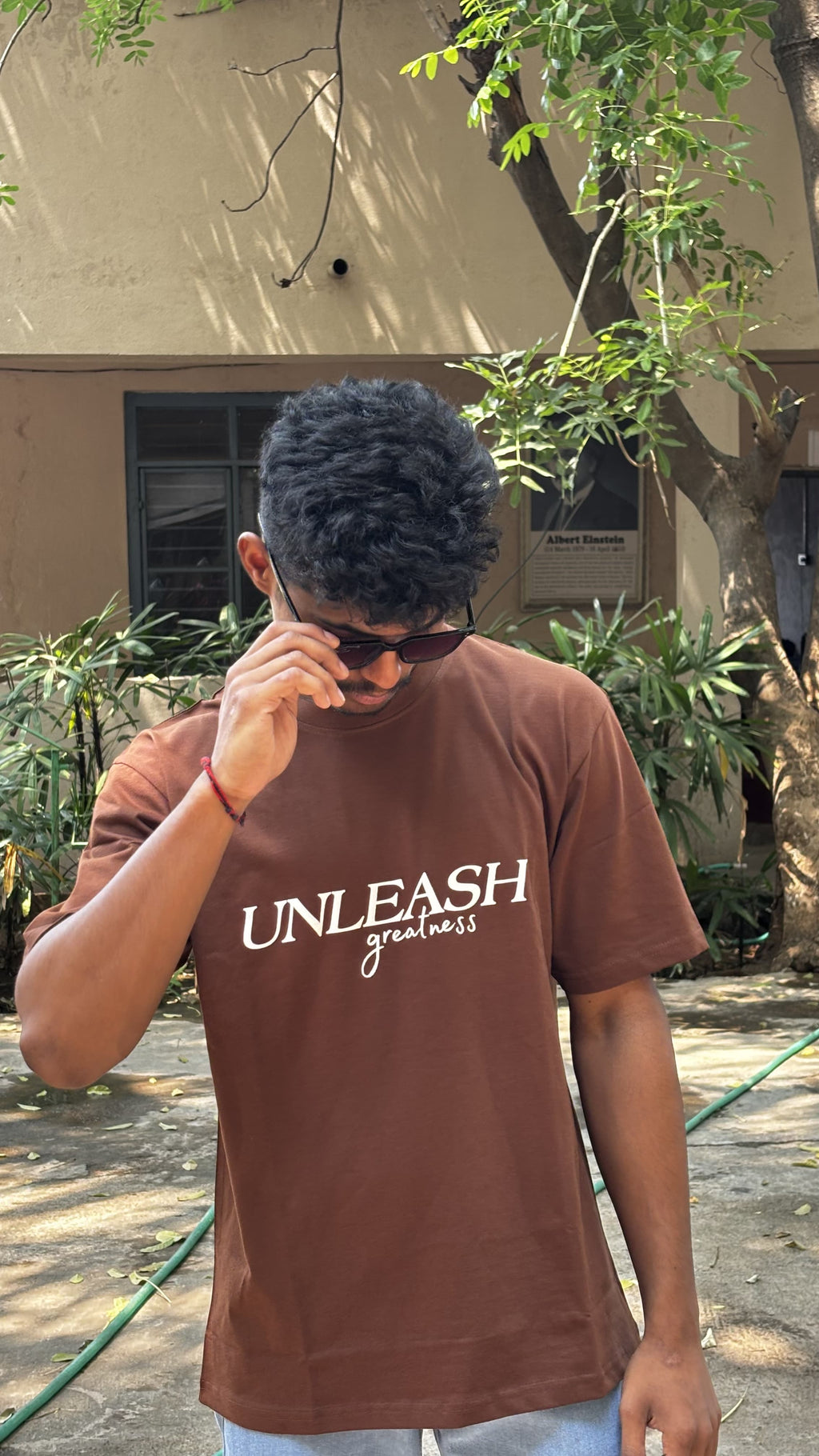 Unleash Greatness Drop Shoulder Tshirt | Brown Graphic Tee | 220 GSM | BRFX