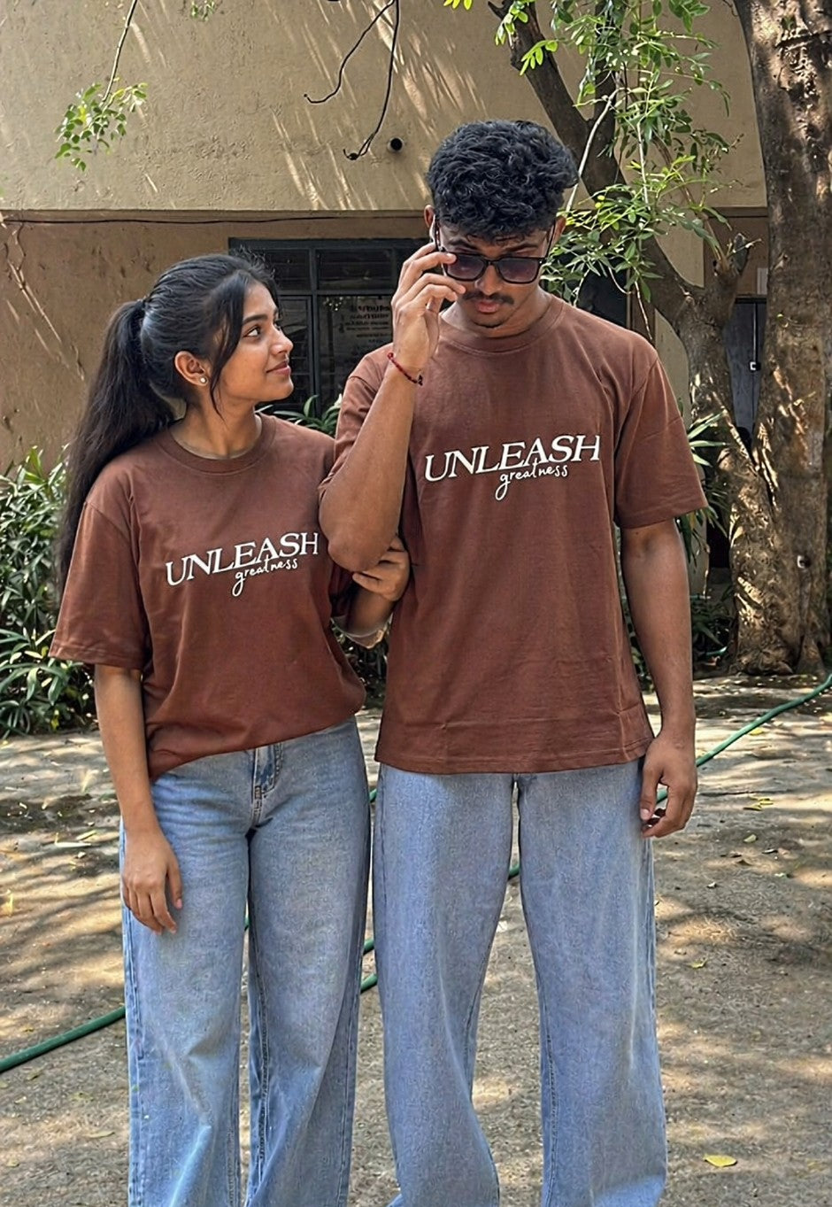 Unleash Greatness Drop Shoulder Tshirt | Brown Graphic Tee | 220 GSM | BRFX
