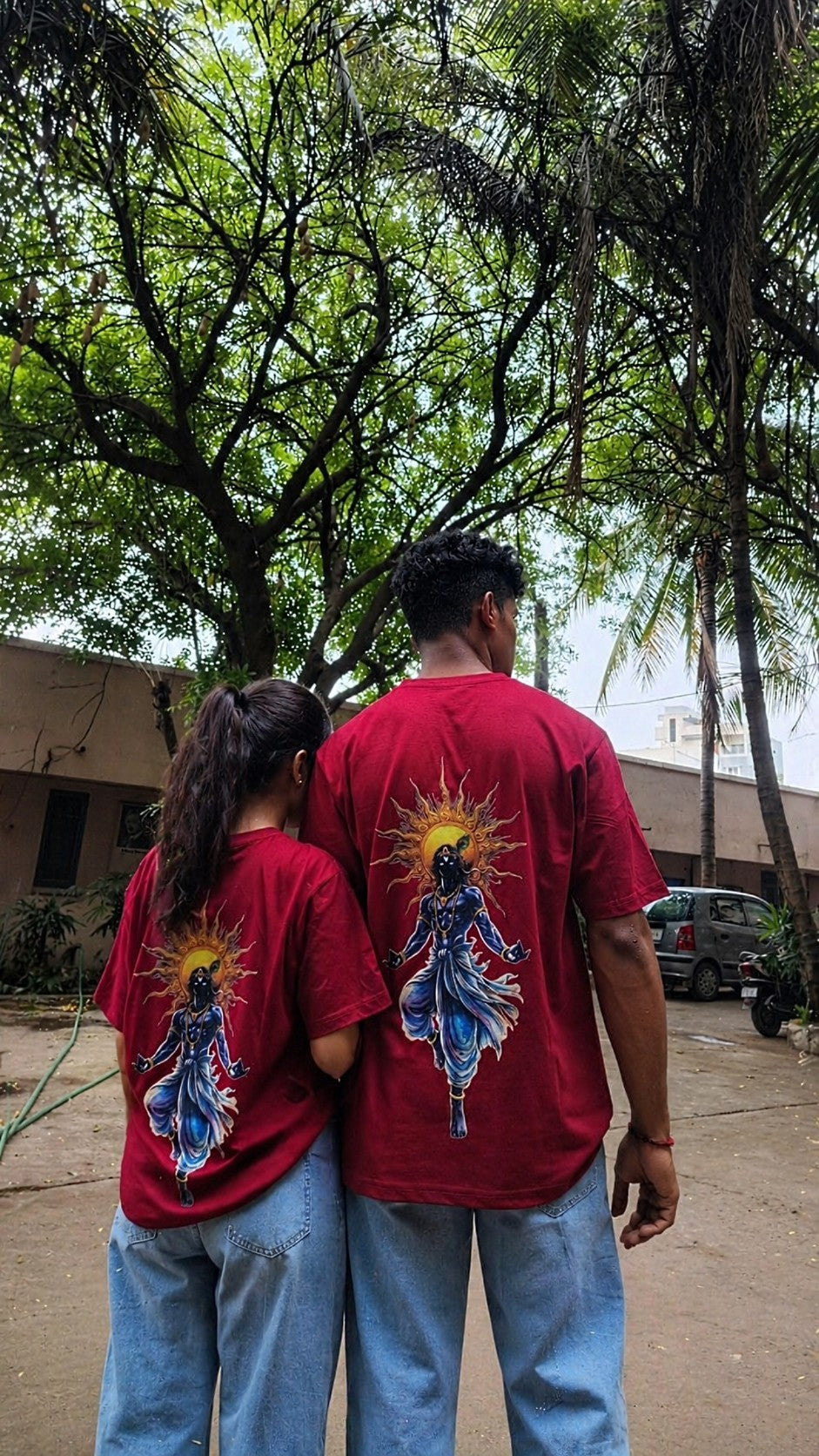 Wrath Of Krishna Drop Shoulder T-shirt | Maroon Graphic Tee | 220 GSM Cotton | BRFX